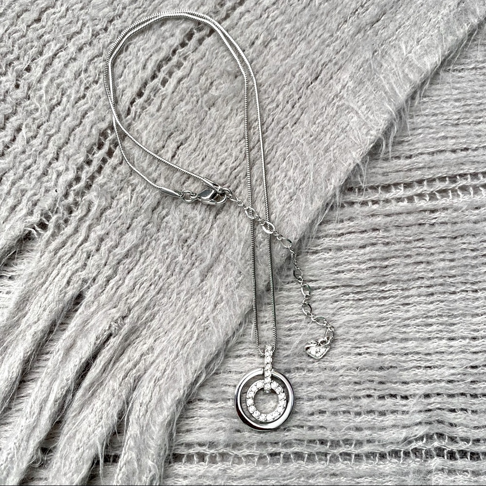Swarovski Crystal Double Circle Pendant Necklace